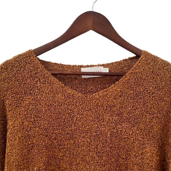 Dreamers Chunky Knit Fuzzy Sweater Size S Mustard Gold V-Neck Slouchy Womens - Picture 3 of 9